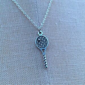 NWT Sterling Silver Plated Chain & Alloy Tennis Racket Charm Necklace